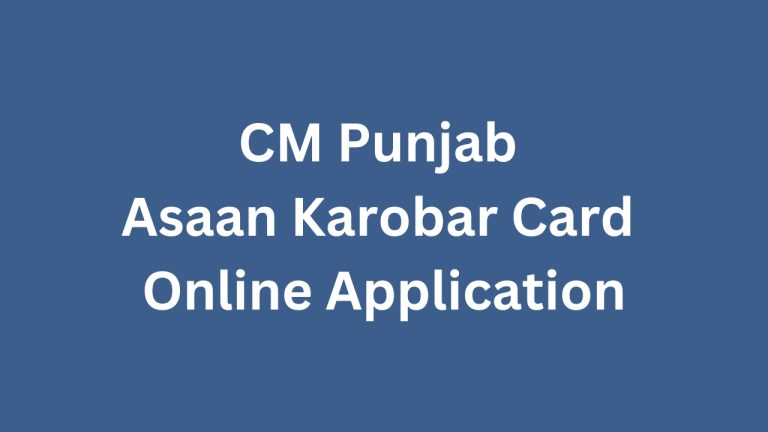 CM Punjab Asaan Karobar Card Scheme Online Application